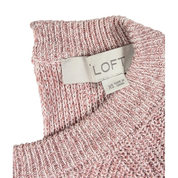 LOFT Pink Heathered Ribbon Tie Back Crew Neck Knit Sweater Women's Size XS - Picture 6 of 6